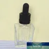 Bouteilles carrées transparentes de 30 ml contenant d'huile essentielle liquide de jus E épais compte-gouttes de 1 oz avec couvercles blancs noirs