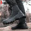 Fashion Military Boots Mens Leather Tactical Desert Army Combat Boots Militares Winter Men Hiking Shoes Working Safty Plus Size 201127