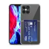 Porte-cartes Etui portefeuille antichoc en gel de caoutchouc TPU souple transparent pour iPhone 12 Mini 11 Pro Max XR XS 6 7 8 Plus