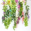 Fleurs artificielles de glycine, 5 pièces de Long, 2M 78 7 pouces de haut, fleurs décoratives en rotin, en soie, pour mariage à la maison, 260S