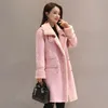 Hiver vers le bas femmes mi-longueur laine d'agneau manteau daim velours vêtements style coréen ample épais coton-rembourré veste