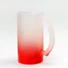 Groothandel! 16Oz sublimatie handvat gradiënt frosted glazen rechte hand diy multi-color wijnglazen warmteoverdracht wijn Tumblers bier cups 8 kleur mokken A12