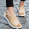 5 stilar sommar kvinnor sandaler plattform kilar sandaler läder swing peep toe casual skor kvinnor promenad skor lägenheter storlek 35-43 1010