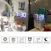 Väggklockor titta på klocka 3d LED -belysning digital modern design vardagsrum dekor tabell alarm natt ljus lysande skrivbord291a