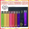 PUFF MAX使い捨てバプテンペンPODSデバイスPUFF MAX OEMカスタマーロゴ850MAHバッテリー2000 PUFFSプレフィルキットの使い捨て可能なEタバコ