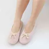 Womens Cozy Slipper Lightweight House Shoes Cotton Knit Ballerina Slippers with Indoor Anti-Skid Rubber Sole 211229
