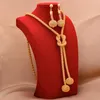 Örhängen halsband 24k afrikanska guldpläterade smyckesuppsättningar för kvinnor pärla ring dubai brud gåvor bröllop krage smycken set246e