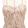 新しいキラキラピンクスパンコールイブニングドレス恋人の背中の茶長ブライダルガウン光沢のある2022パーティーフォーマルウェアローブデソーリ