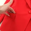 Women's Suits Autumn Large Size Red Long-sleeved Single Buckle Fashion Bag Hip Skirt Two-piece 220221