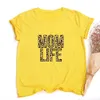 Mom Life Leopard Print Women Summer T-shirts Graphic Harajuku Tees Female Short Sleeve Round Neck Aesthetic Vintage Tshirts Tops
