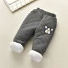 Meisjes jongens winterbroek katoen cartoon dikke warme broek waterdichte broek 2-7 jaar elastische leggings baby kinderbroek lj201127