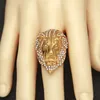 Mens Hip Hop Gold Ring Jewelry High Quality Stainless Steel Iced Out Lion Rings For Men