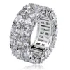 Hip Hop Iced Out Ringe Micro Pave CZ Stein 9mm Tennis Band Ring Männer Frauen Charme Schmuck Kristall Zirkon diamant Gold Silber Überzogene 253J