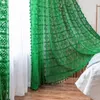 Rideaux de fenêtre en coton américain Vintage vert doux rose Long rideau en dentelle transparente évider chambre salon décor ZC107