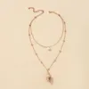 Multi Layer Cross Pendant Chain Halsband för kvinnor Lainty Chain Halsband Kvinnor Pearl Conch Pendant