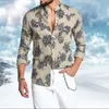 Wholesale Customized Clothing button up men shirt summer flower printing shirts mens long sleeve chemise