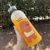 1000ml Bear Pattern Transparent Plastic Bottle Cartoon Frosted water Bottles Leak-proof Drinkware Panda Polar Bear Brown Cup 201221