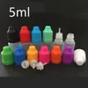 5ml PE Empty Needle Oil Bottle juice liquid Plastic Dropper Bottles LDPE With Childproof Cap