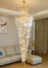 High-end fashion crystal chandelier double staircase chandelier lighting simple villa hotel spiral staircase lamp long pendant lights