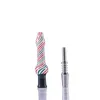 Smoking accessories Glass Straw herb one Hitter with 14mm Titanium nails assorted colorful with Plastic clip