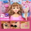 Fashion Stylist Kids Makeup Beauty Toys For Children Half Body Hairstyle Doll Long Hair Head Pretend Play Toys Girls Xmas Gift LJ201009