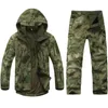 Mensjackor Tad Gear Tactical Softshell Camouflage Jacket Set Men Army Windbreaker Waterproof Hunting Clothes Camo Military Jacket and Pants 220909