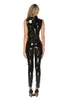 Sexig Wetlook Faux Leather CatSuit PVC Latex Bodysuit Front Zipper Open Crotch Clubwear Fetisch Erotic Wear Lingerie Plus Size Y2004263N