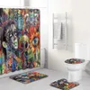 Su geçirmez Polyester Kumaş 3D Banyo Perde Aslan Güzellik Banyo Perde Fil Tuvalet Kapağı Mat Kaymaz Kilim Duş Perdesi T200711