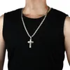 宗教的な男性ステンレス鋼の十字架クロスペンダントネックレス重いビザンチンチェーンネックレス