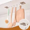 Hooks & Rails Self-adhesive Six Wall Rack Creative Bathroom Kitchen Hanging Stainless Steel Base Strong Sticky Mobile Hook1