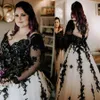 Robe de mariée en noir et blanc et taille plus pour la taille de la grande taille SHEEETHEART longueur de plancher dossier avec de longues robes de mariée sur mesure