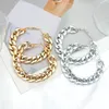 JUST FEEL 2020 New Design Vintage Chain Hoop Earring For Women Big Gold Silver Color Round Brincos Jewelry Female Statement Gift325L