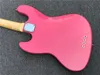 Guitare basse 4 cordes personnalisée en usine avec corps rose, touche en palissandre, pickguard tortue rouge, matériel chromé, offre personnalisée 9240650