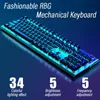 Teclado mecánico cableado Diseño de inglés 104 teclas Retroiluminado Anti-Ghosting Gaming Keyboard Blue / Negro / Tawny / Red Mechanical Switch1