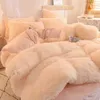 Coquette de couette PSH Set 4 pièces King Queen Size Ultra Soft Liberding Set Faux Fur Design Counterter Home Bed Textiles3642420