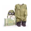 Airman Baby Rompers + Cap Boys Одежда Новорожденные Комбинезоны Детская Одежда Bebe Roupas Пилотные Костюмы Зеленые Наряды Топы LJ201023