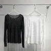 Moon Printed Transparent Mesh t Shirts Sexy Women O-neck Long Sleeve Slim Basic Casual Female Tops Spring