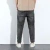 メンズジーンズブラックデニム男性巾着ストレート洗浄レトロ漂白ポケット緩いソリッドカラーカジュアルハーレムパンツ男性