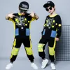 Crianças meninos conjuntos de roupas esportivas primavera outono crianças tracksuits adolescente meninos hip hop dance trajes 6 8 10 12 14 anos 20117