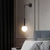 Lampada da camera da letto scandinava Lampade a sospensione con sfera di vetro Lampada da comodino in metallo ottone nero Lampada da sala da pranzo minimalista da bar