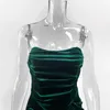 Glamm Lady Velvet зима повседневная сексуальное платье для женщин без бретелек MIDI осень вечеринка платье для вечеринки клуб Bodycon платье сплошной сплит Vestidos Y0118