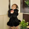 新しいファッション子供ウィンターコート女の子フェイクミンクファーフォックス厚く暖かいオーバーコート201106