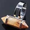 WOJIAER Einzigartiger Ring für Frauen, sechseckiger natürlicher Bild-Jaspis-Stein, Perlenringe, silberfarben, Party-Schmuck X3016