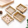 14 Styles Wooden Soap Dishes Tray Holder Natural Bamboo Storage Soap Rack Plate Box Container Wood Bathroom Soap Dish Storage Box