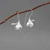 Elegante Magnolienblüten-Ohrringe, vergoldet, versilbert, baumelnd, für Frauen, Geschenke, Modeschmuck, weibliche Bijoux