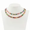 Gargantilla colorida de oro Cz para mujer, collar brillante con cristal de arcoíris y circonita, cadena de tenis, joyería llamativa, triangulación de envíos