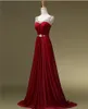 Demure Scoop Neckline Beaded Bodice With Sash Wine Red Sweep Train Mother of the Bride Dress Senior Women Prom Party Dress