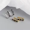 100% 925 Sterling Silver Nieregularne CZ Cyrkon Stadniny Kolczyki dla kobiet Geometryczne obręcz Kolczyk Oorbellen Boucle d'Oreille