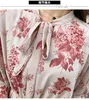 Kvinnor Chiffon Dress 2020 Spring Summer New Fashion Kvinnlig långärmad tryckt blommor Vintage Casual Dresses Boho A-Line Vestidos T200526
