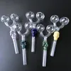 Wholesale Mixed Colors Send Randomly Smoking Pipes Special Double Burner Human Skeleton Ball Style Pyrex Glass Oil Burner Pipe Smoke Accessories Hand Burning